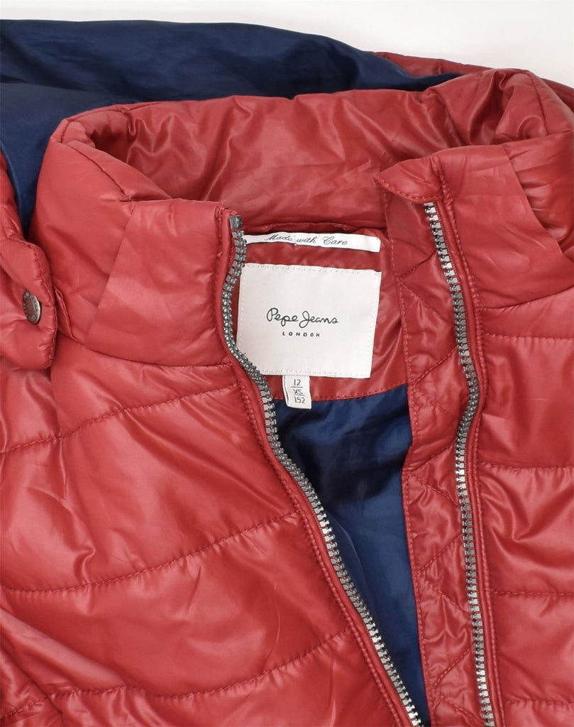 PEPE JEANS Girls Hooded Padded Coat 11-12 Years Red Nylon | Vintage PEPE Jeans | Thrift | Second-Hand PEPE Jeans | Used Clothing | Messina Hembry 