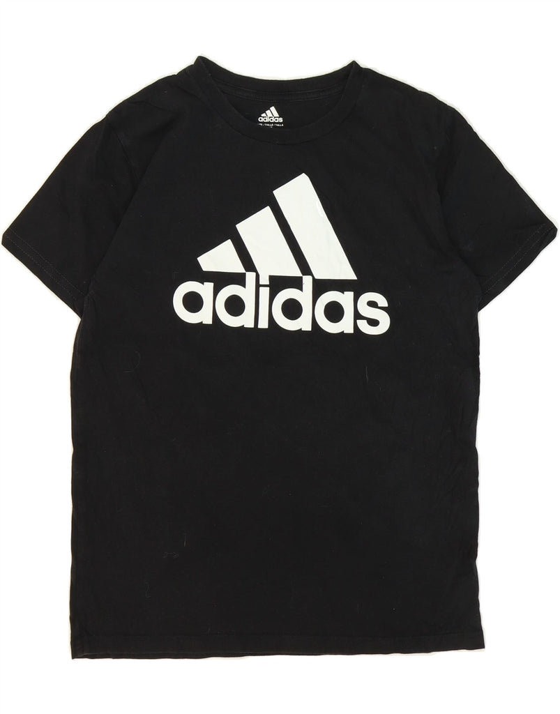 ADIDAS Boys Graphic T-Shirt Top 14-15 Years Large  Black Cotton Vintage Adidas and Second-Hand Adidas from Messina Hembry 