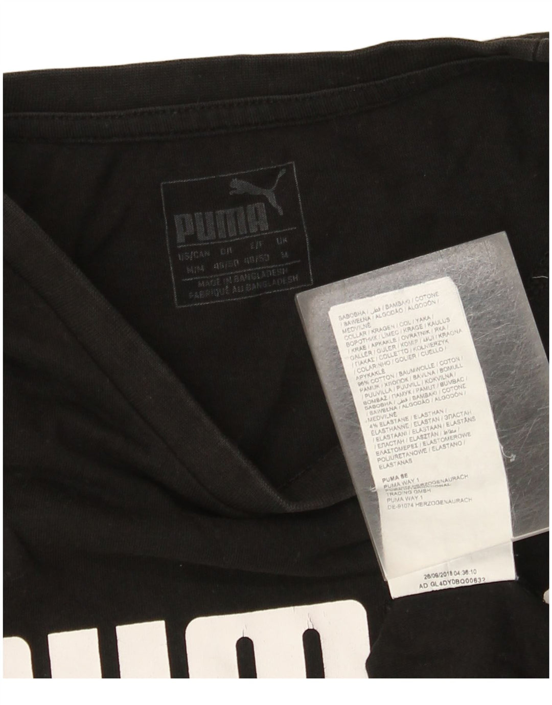 Puma Mens Graphic T-Shirt Top Medium Black Cotton