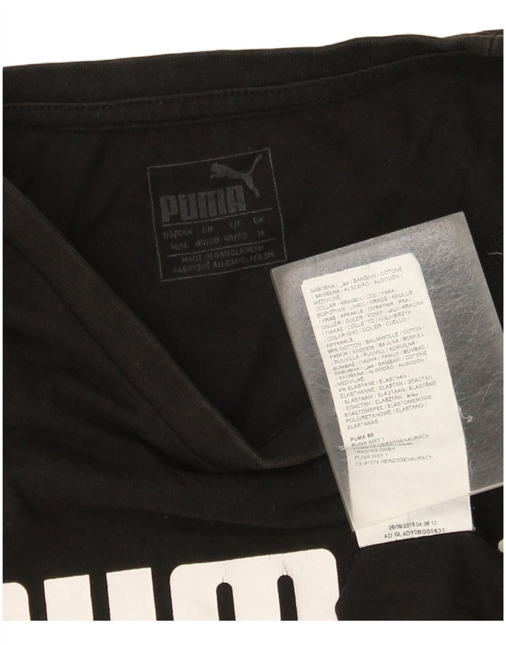 Puma Mens Graphic T-Shirt Top Medium Black Cotton