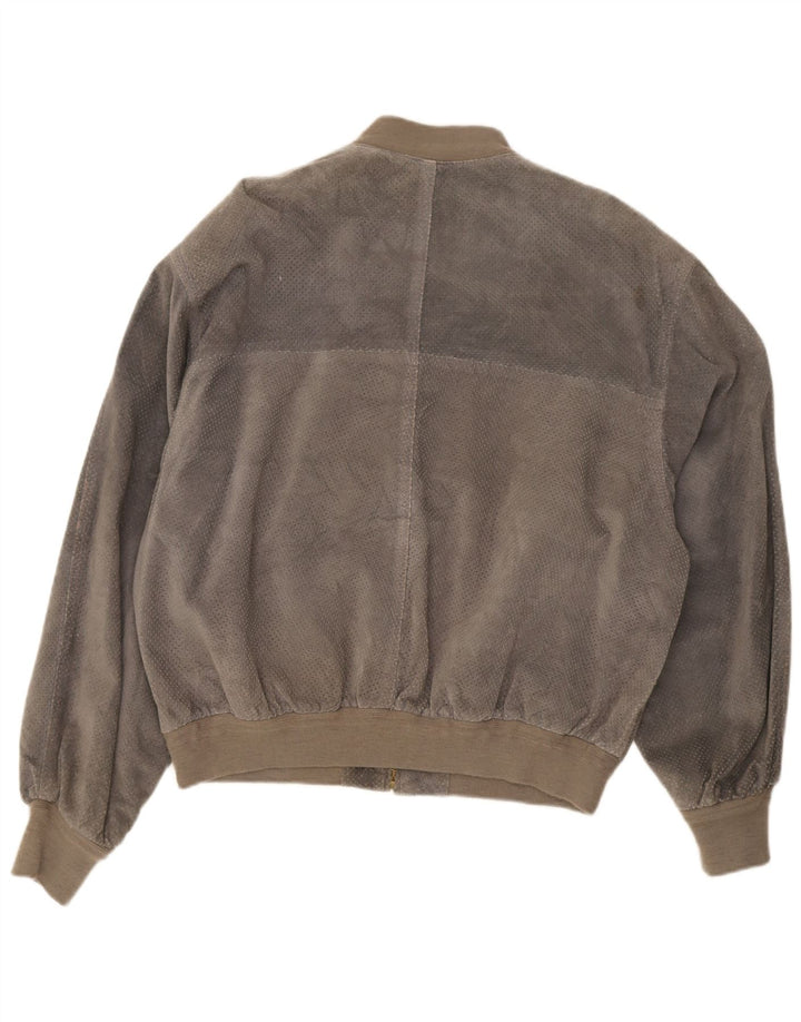 Vintage Mens Suede Bomber Jacket IT 52 XL Grey