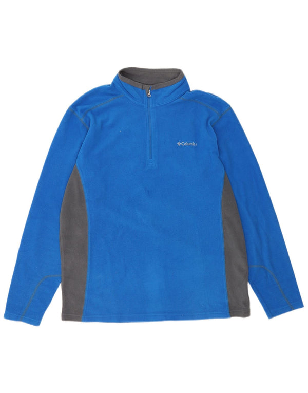 Columbia Mens Zip Neck Fleece Jumper Large Blue Colourblock Polyester