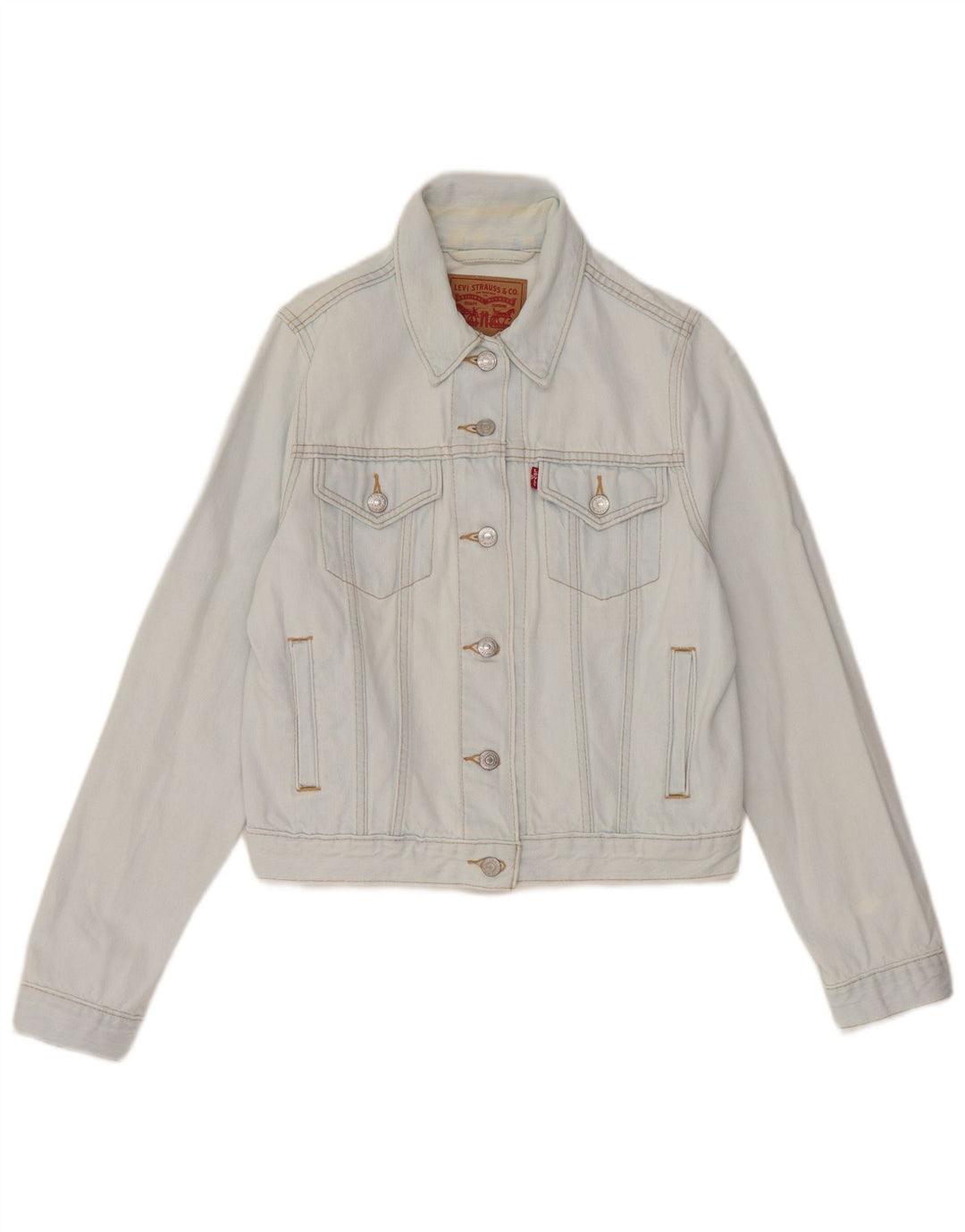 Levi's Womens Crop Denim Jacket UK 12 Medium Blue Cotton