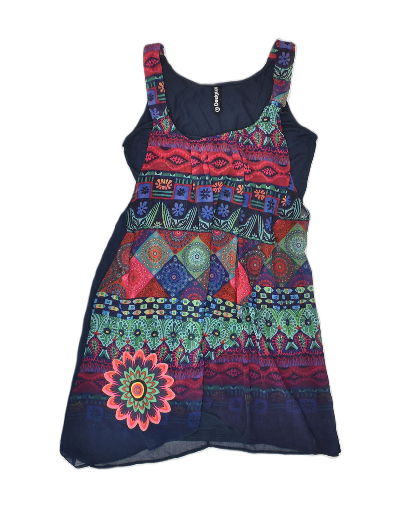 DESIGUAL Womens Sundress IT 44 Medium  Navy Blue Geometric | Vintage Desigual | Thrift | Second-Hand Desigual | Used Clothing | Messina Hembry 