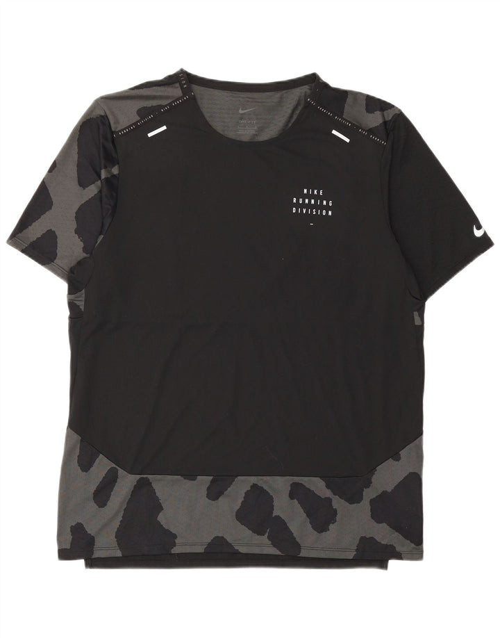 Nike Mens Dri Fit T-Shirt Top Large Black Camouflage Polyester