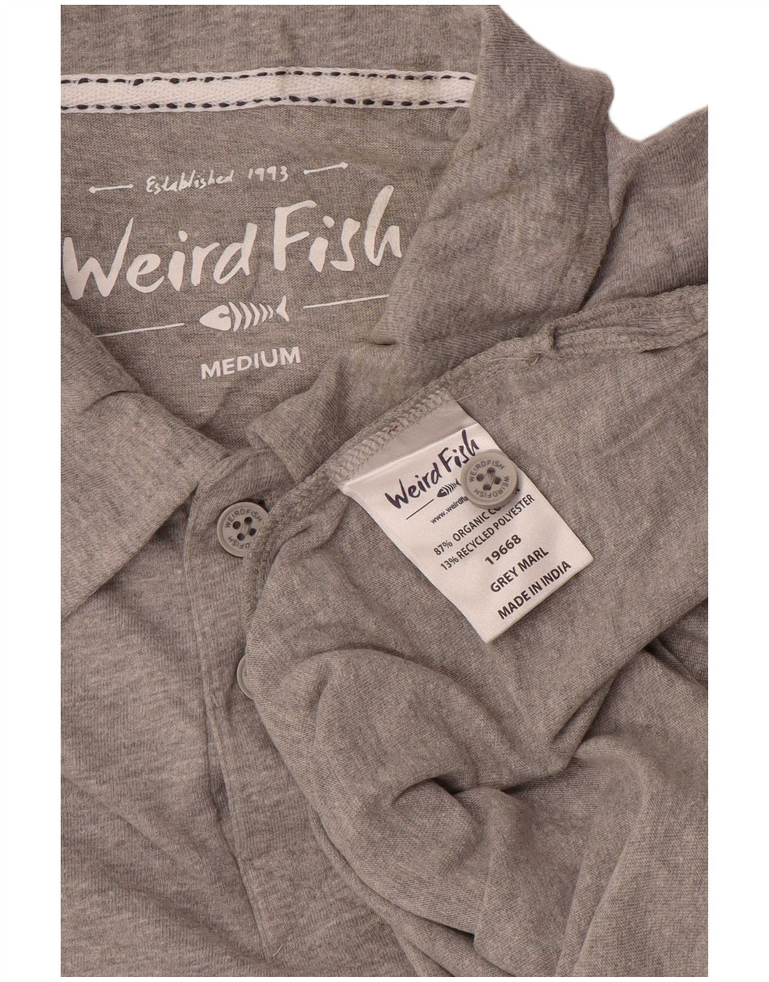 Weird Fish Mens Polo Shirt Medium Grey Cotton