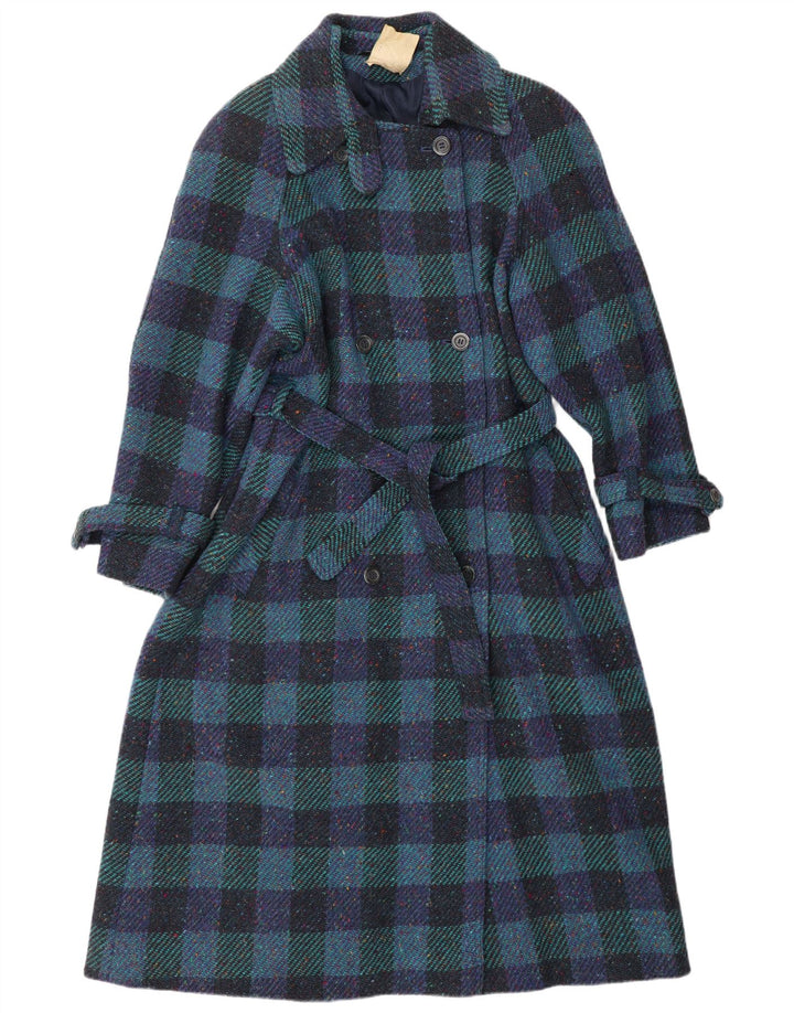 BLARNEY WOOLEN MILLS Womens Double Breasted Coat UK 12 Medium Blue Classic