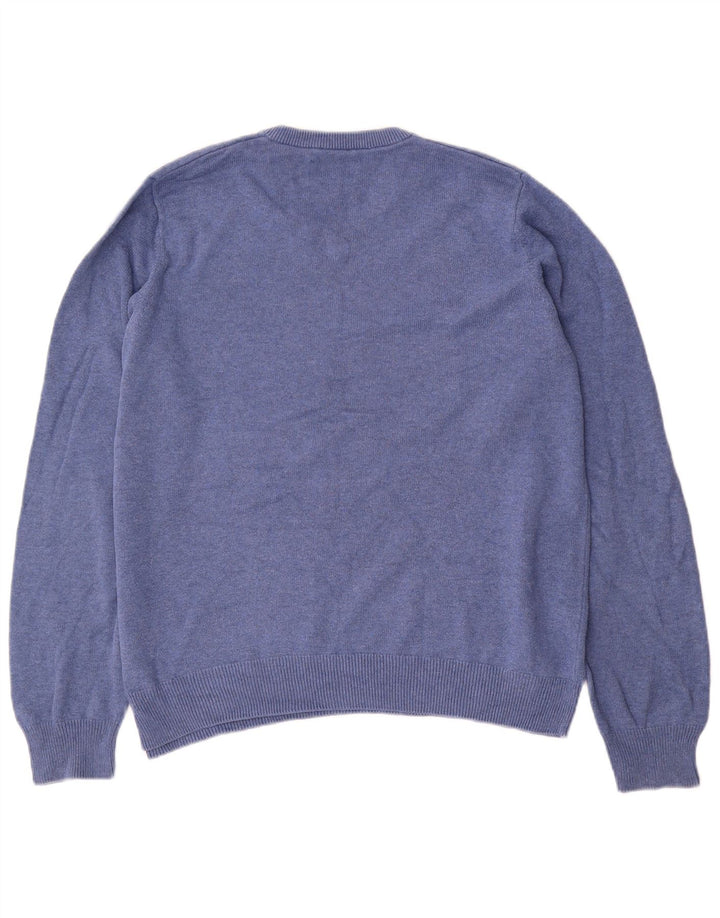 Marks & Spencer Mens V-Neck Jumper Sweater Medium Blue Cotton