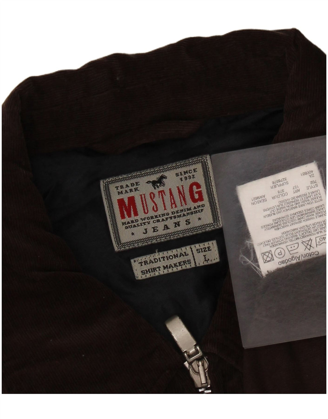 MUSTANG Mens Corduroy Shirt Large Brown Cotton