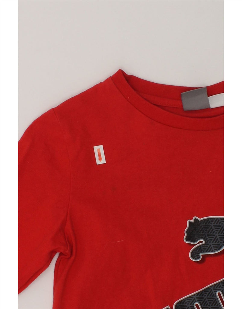 PUMA Girls Graphic Top Long Sleeve 7-8 Years Small  Red Cotton | Vintage Puma | Thrift | Second-Hand Puma | Used Clothing | Messina Hembry 