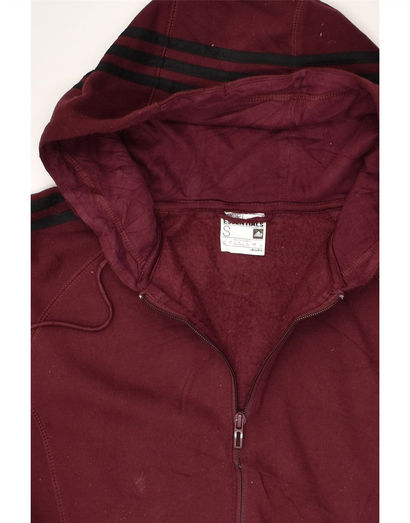 ADIDAS Mens Zip Hoodie Sweater Small Burgundy Polyester | Vintage Adidas | Thrift | Second-Hand Adidas | Used Clothing | Messina Hembry 