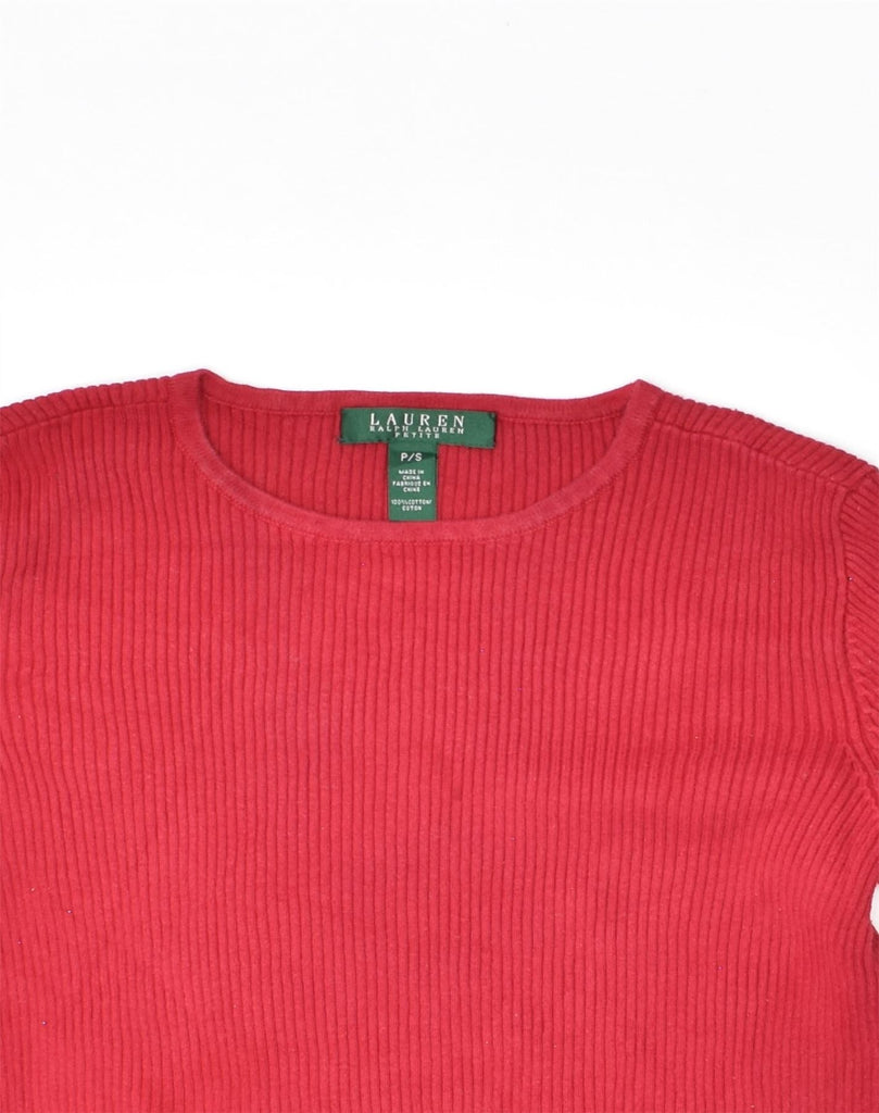 RALPH LAUREN Womens Crew Neck Jumper Sweater UK 10 Small Red Cotton | Vintage Ralph Lauren | Thrift | Second-Hand Ralph Lauren | Used Clothing | Messina Hembry 