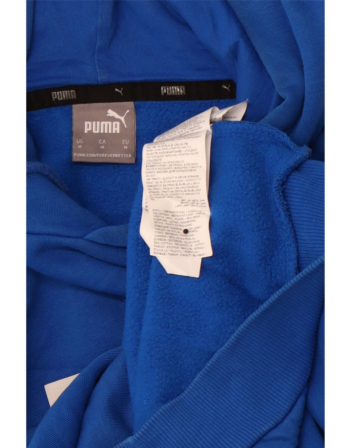 PUMA Mens Graphic Hoodie Jumper Medium Blue Cotton