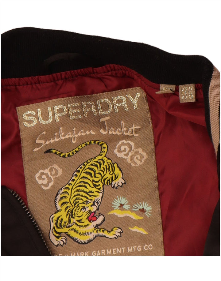 Superdry Womens Graphic Tracksuit Top Jacket UK 16 Large Brown Colourblock
