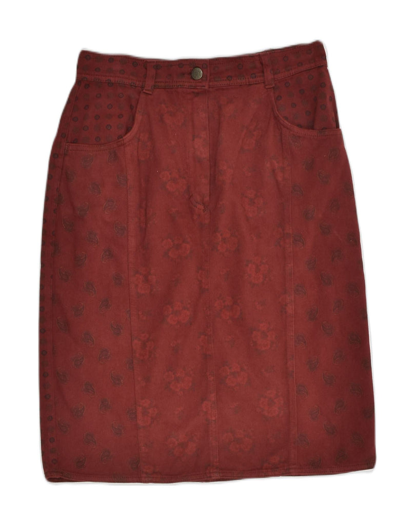 NEW PENNY Womens Straight Skirt W28 Medium  Red Floral Cotton | Vintage New Penny | Thrift | Second-Hand New Penny | Used Clothing | Messina Hembry 