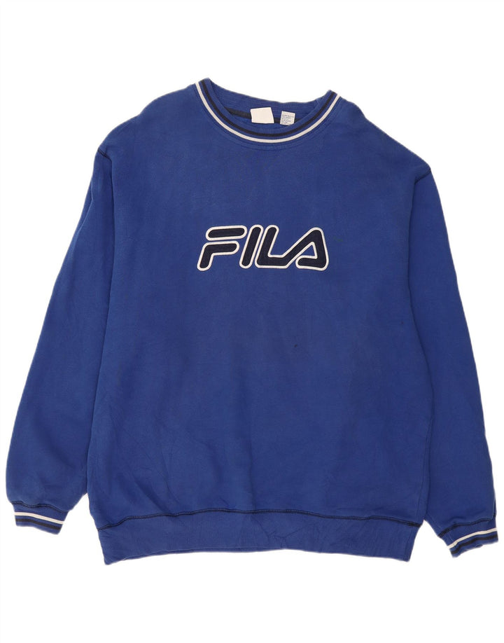 FILA Mens Graphic Sweatshirt Jumper 2XL Blue Cotton