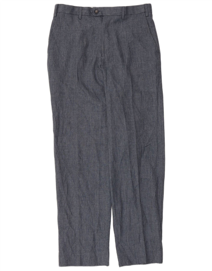 Marks & Spencer Mens Regular Fit Suit Trousers W32 L33 Blue Polyester