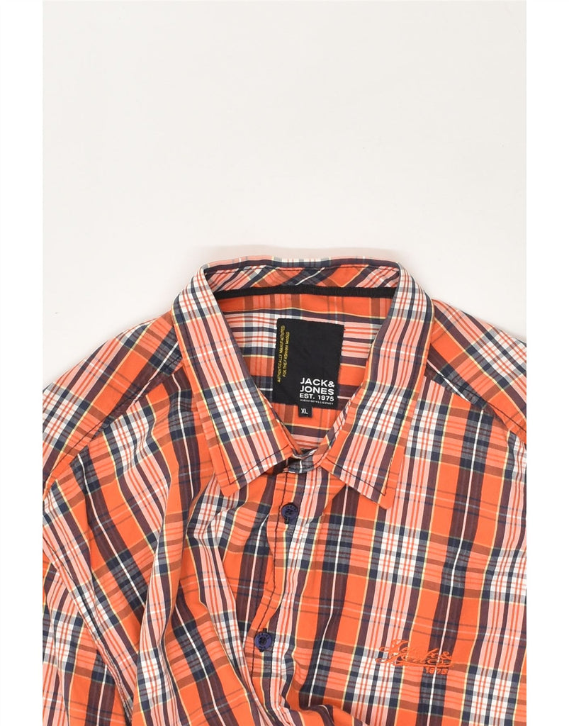 JACK & JONES Mens Slim Shirt XL Orange Check Cotton | Vintage Jack & Jones | Thrift | Second-Hand Jack & Jones | Used Clothing | Messina Hembry 