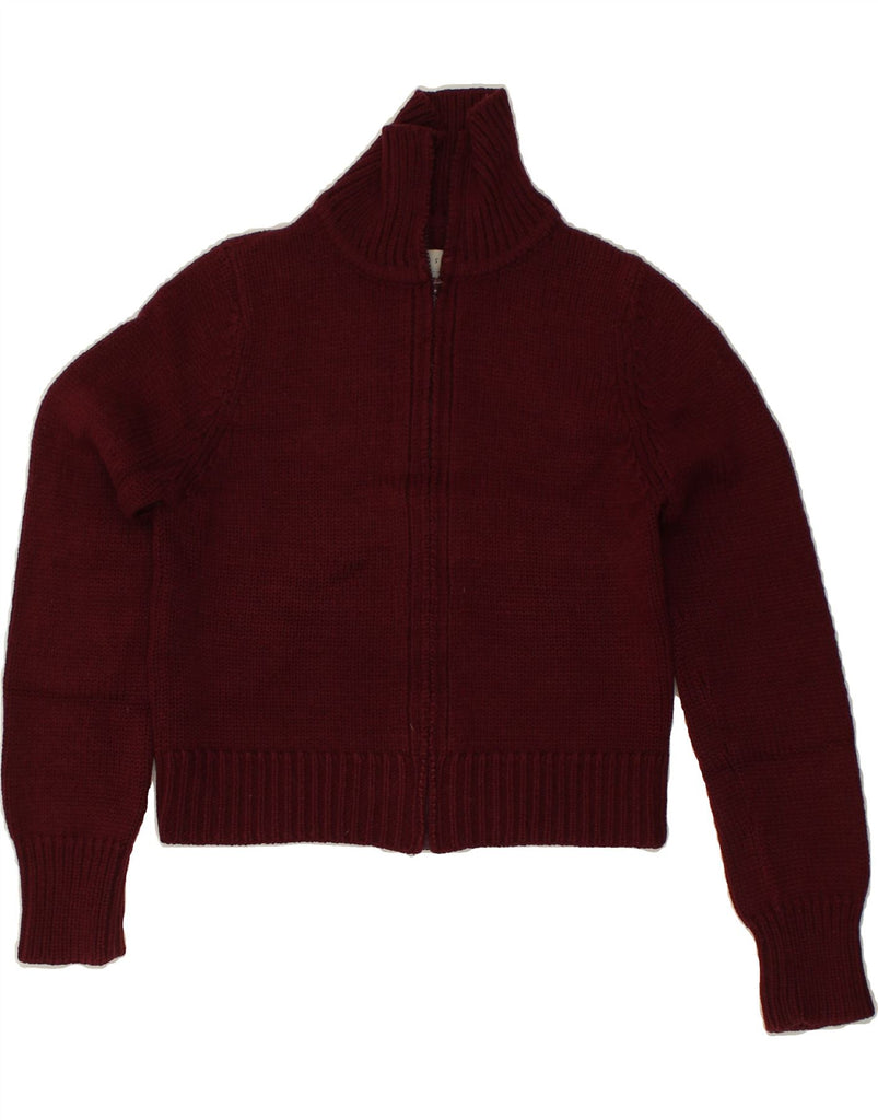 JIGSAW Womens Crop Cardigan Sweater UK 12 Medium Burgundy Wool | Vintage Jigsaw | Thrift | Second-Hand Jigsaw | Used Clothing | Messina Hembry 