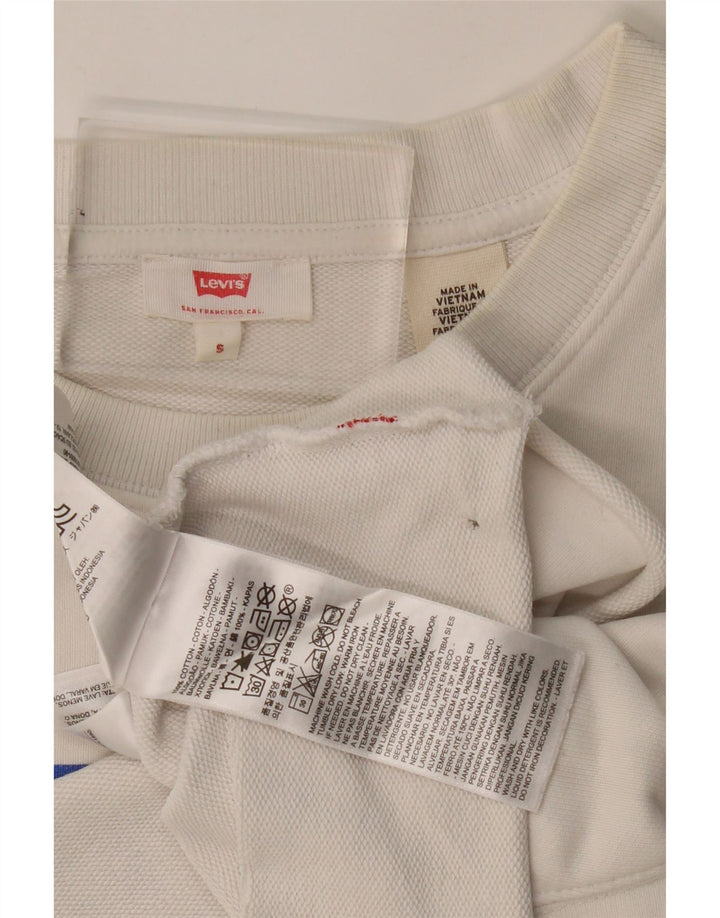 Levi's Womens Oversized Graphic Crop Sweatshirt Jumper UK 10 Small White
