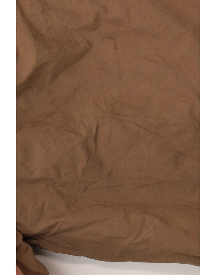 Zara Womens Crop Bomber Jacket UK 16 Large Brown Cotton