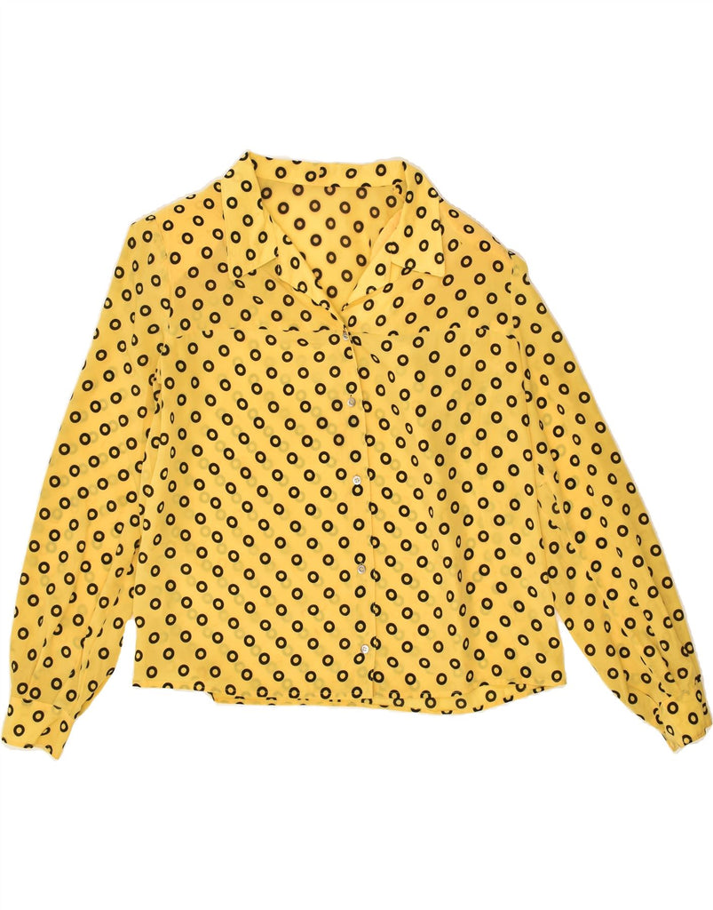 VINTAGE Womens Shirt Blouse UK 16 Large Yellow Spotted | Vintage Vintage | Thrift | Second-Hand Vintage | Used Clothing | Messina Hembry 