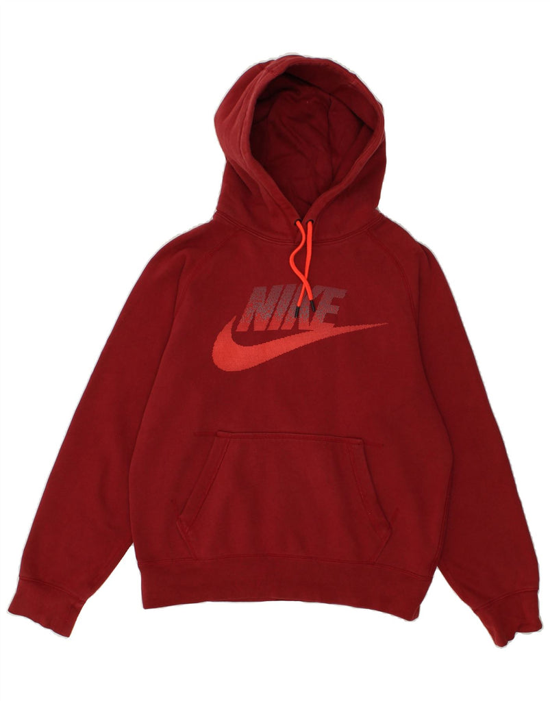 NIKE Womens Graphic Hoodie Jumper UK 10 Small Red Cotton | Vintage Nike | Thrift | Second-Hand Nike | Used Clothing | Messina Hembry 