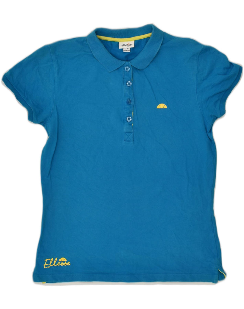 ELLESSE Womens Polo Shirt UK 14 Medium Blue Cotton | Vintage Ellesse | Thrift | Second-Hand Ellesse | Used Clothing | Messina Hembry 