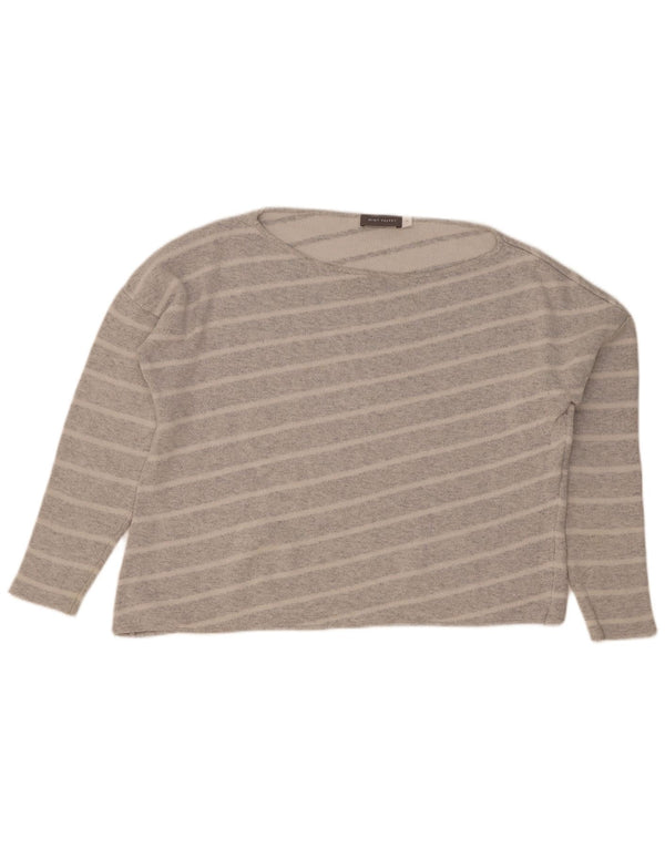 MINT VELVET Womens Top Long Sleeve UK 14 Large Grey Striped Nylon
