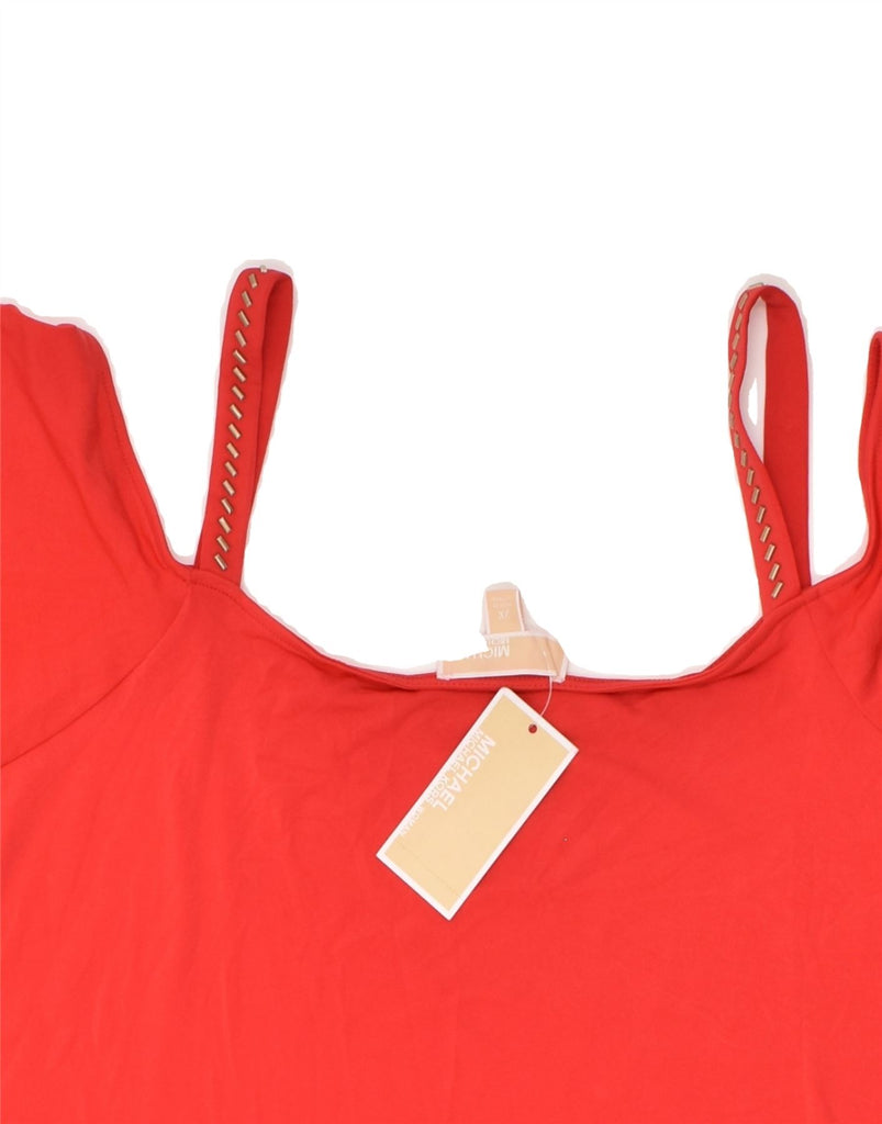 MICHAEL KORS Womens Crop Top UK 20 2XL Red Polyester | Vintage Michael Kors | Thrift | Second-Hand Michael Kors | Used Clothing | Messina Hembry 