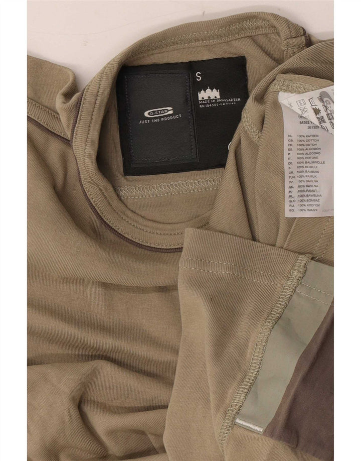G-Star Mens Graphic T-Shirt Top Small Khaki Cotton