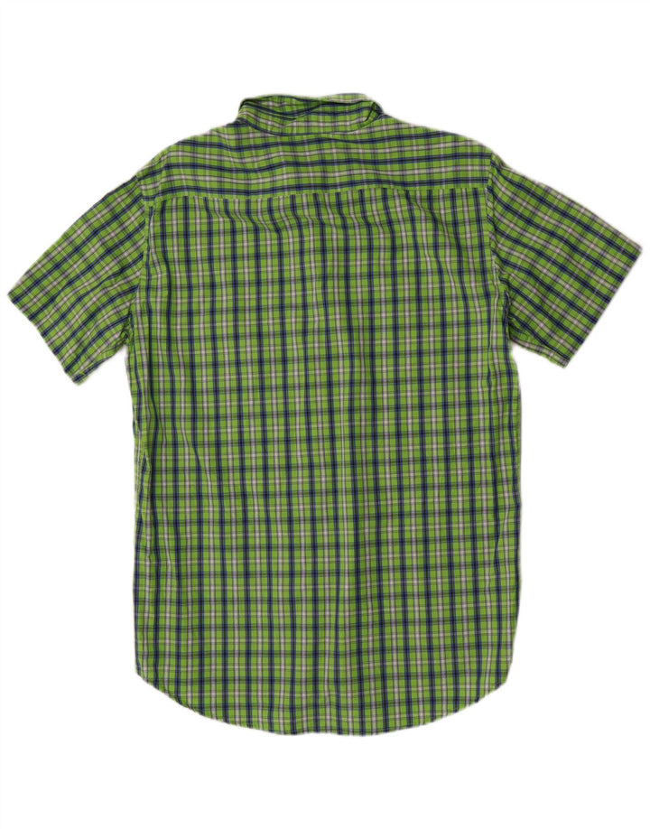 Carrera Mens Short Sleeve Regular Fit Shirt Large Green Check Cotton