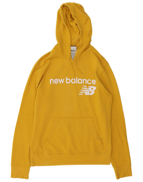 New Balance Mens Graphic Hoodie Jumper Medium Yellow Cotton