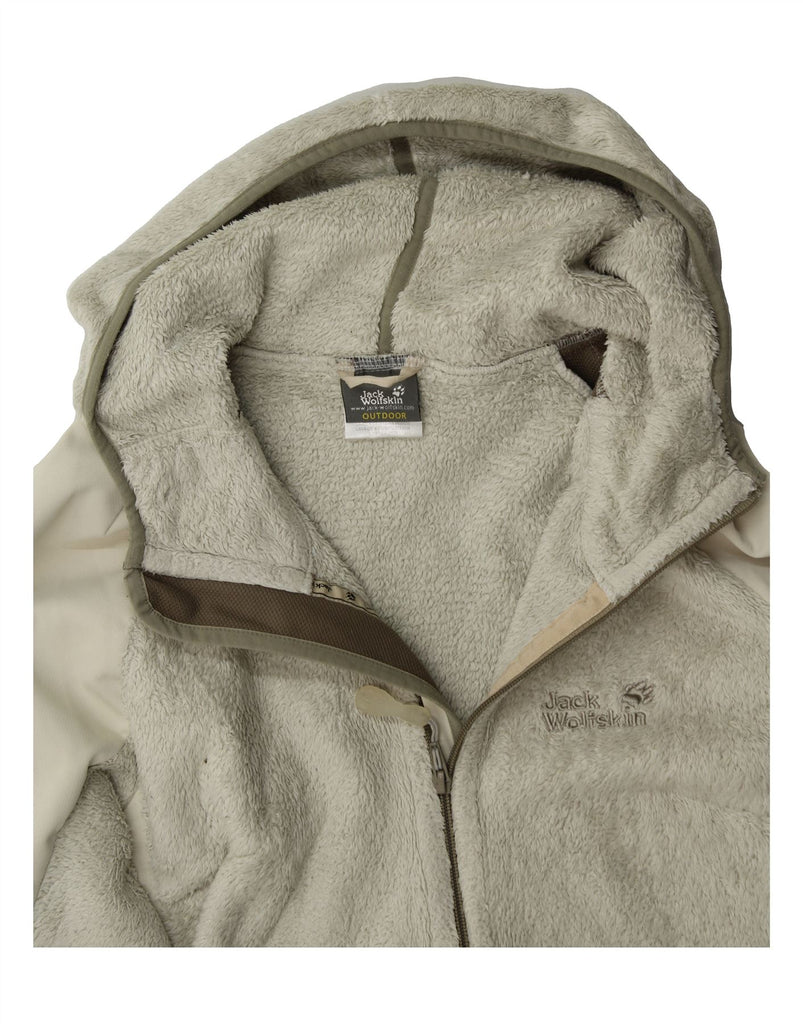 JACK WOLFSKIN Womens Hooded Fleece Jacket UK 18 XL White Polyester Vintage Jack Wolfskin and Second-Hand Jack Wolfskin from Messina Hembry 
