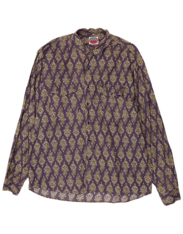 Vintage Mens Shirt 2XL Purple Paisley Cotton