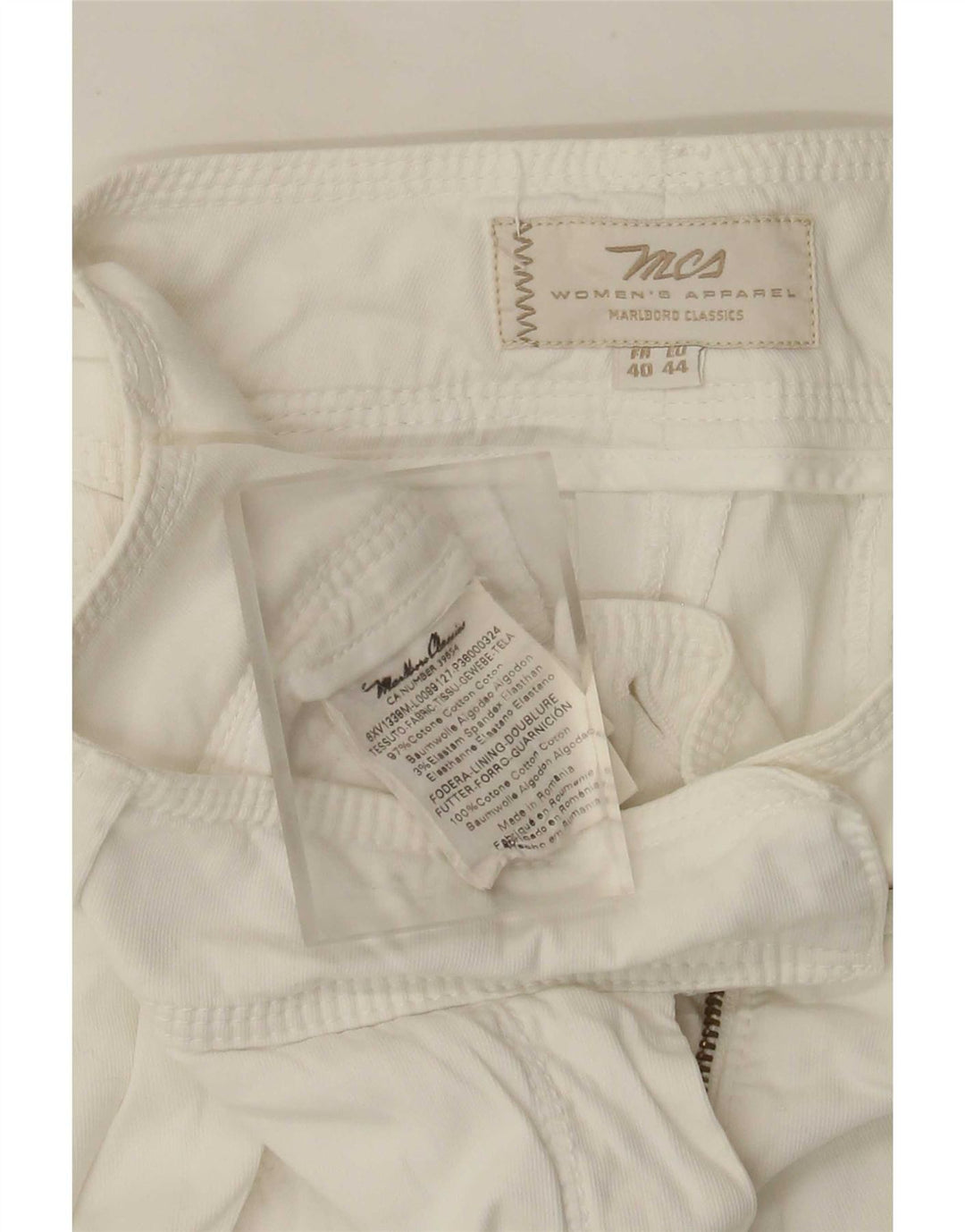 Marlboro Classics Womens Straight Suit Trousers W30 L29 White Cotton