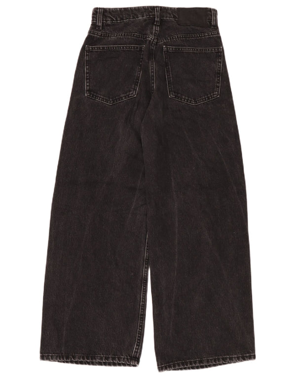 Zara Womens High Waist Wide Leg Jeans EU 36 XS W26 L26 Black Cotton