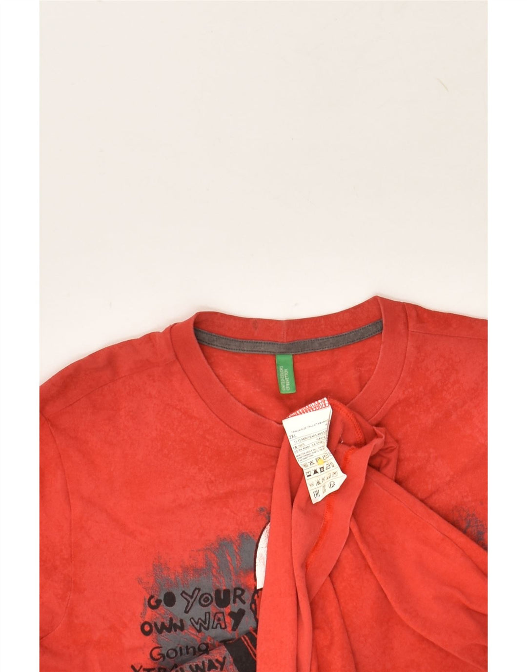 BENETTON Boys Graphic T-Shirt Top 11-12 Years 2XL  Red Spotted Cotton | Vintage Benetton | Thrift | Second-Hand Benetton | Used Clothing | Messina Hembry 