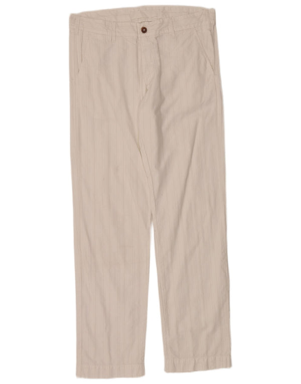 Marlboro Classics Mens Straight Chino Trousers W36 L34 White Striped Cotton