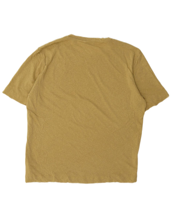 Massimo Dutti Womens T-Shirt Top UK 20 2XL Yellow Linen