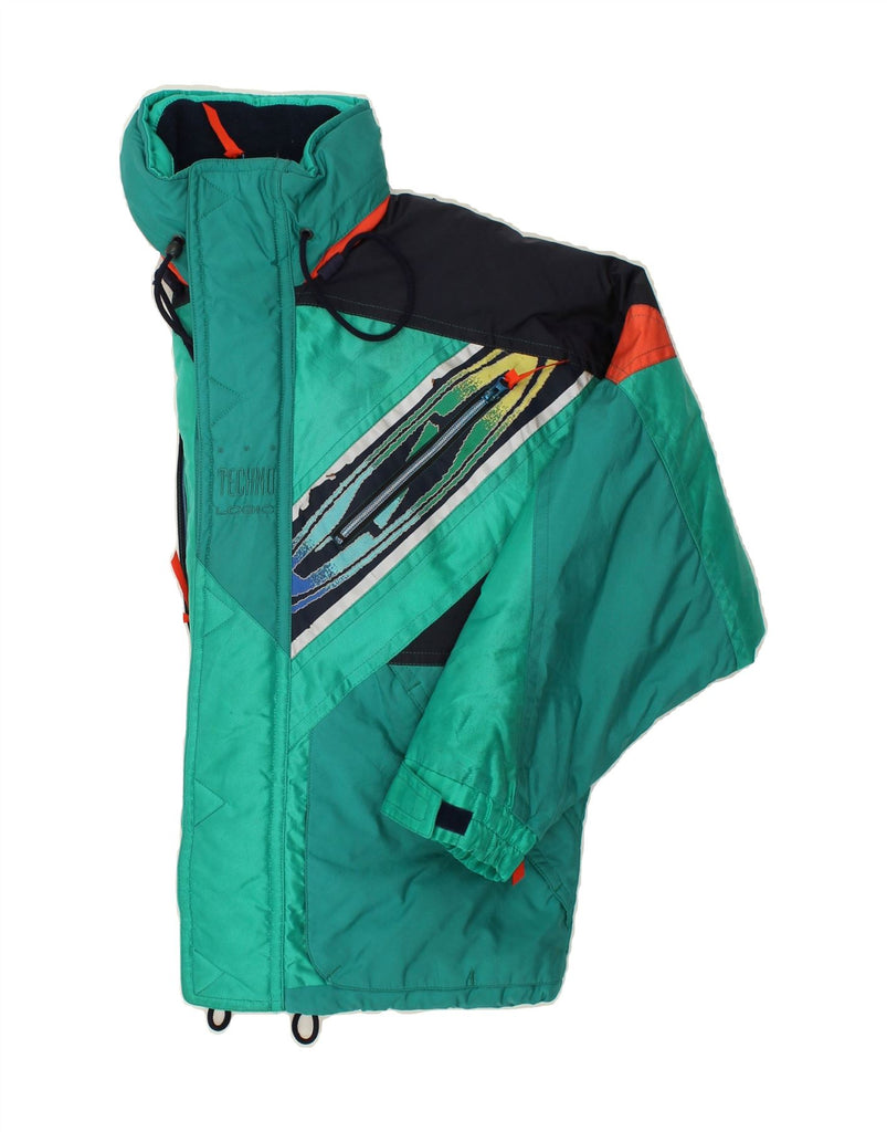 COLMAR Mens Hooded Ski Jacket Large Green Colourblock | Vintage Colmar | Thrift | Second-Hand Colmar | Used Clothing | Messina Hembry 