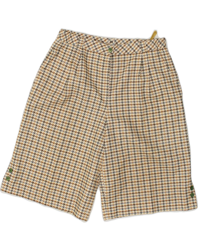 VINTAGE Womens High Waist Casual Shorts UK 18 XL W32 Beige Houndstooth | Vintage Vintage | Thrift | Second-Hand Vintage | Used Clothing | Messina Hembry 