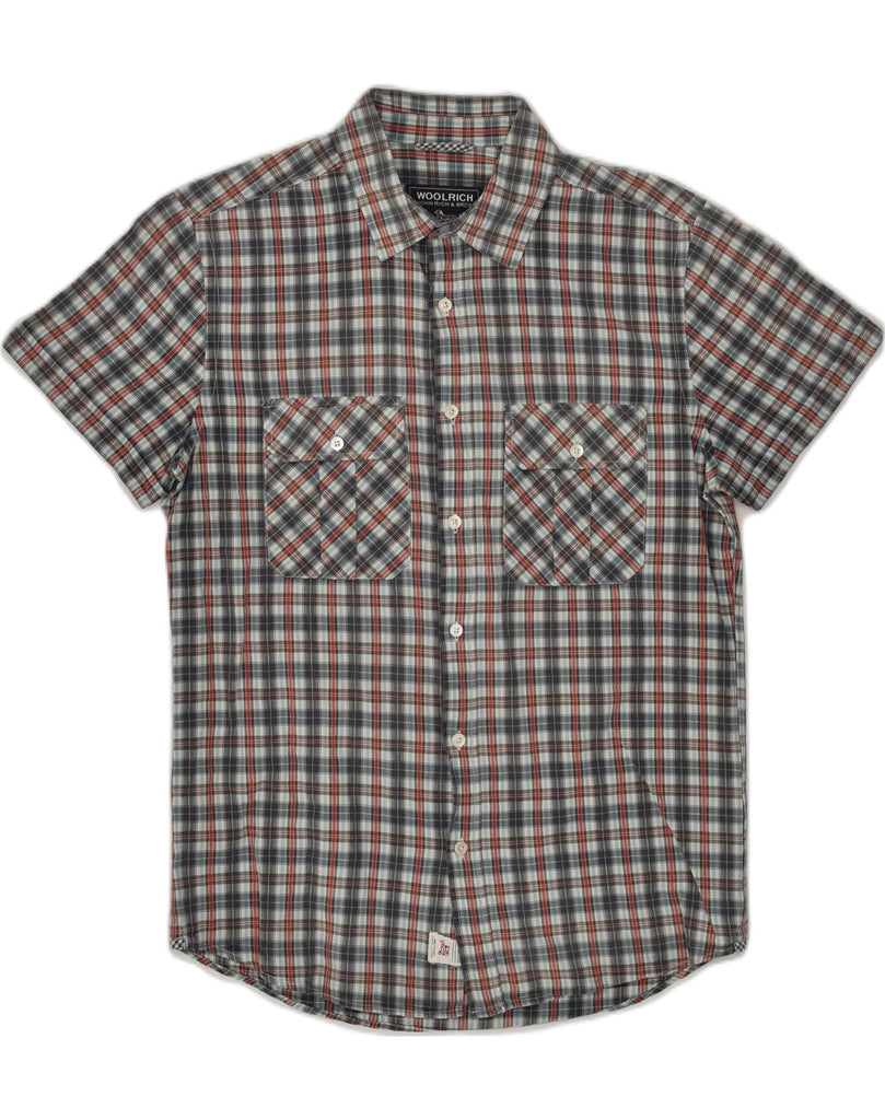 WOOLRICH Mens Short Sleeve Shirt Medium Grey Check Cotton | Vintage Woolrich | Thrift | Second-Hand Woolrich | Used Clothing | Messina Hembry 