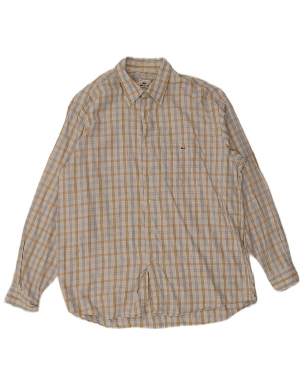 Lacoste Mens Shirt Size 44 XL Off White Check