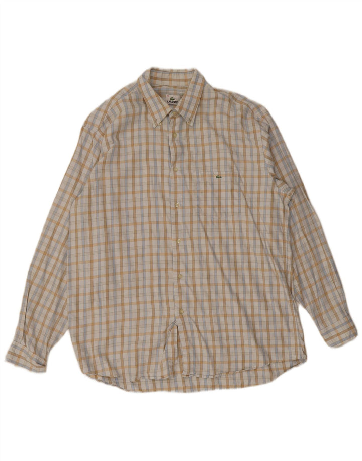 Lacoste Mens Shirt Size 44 XL Off White Check