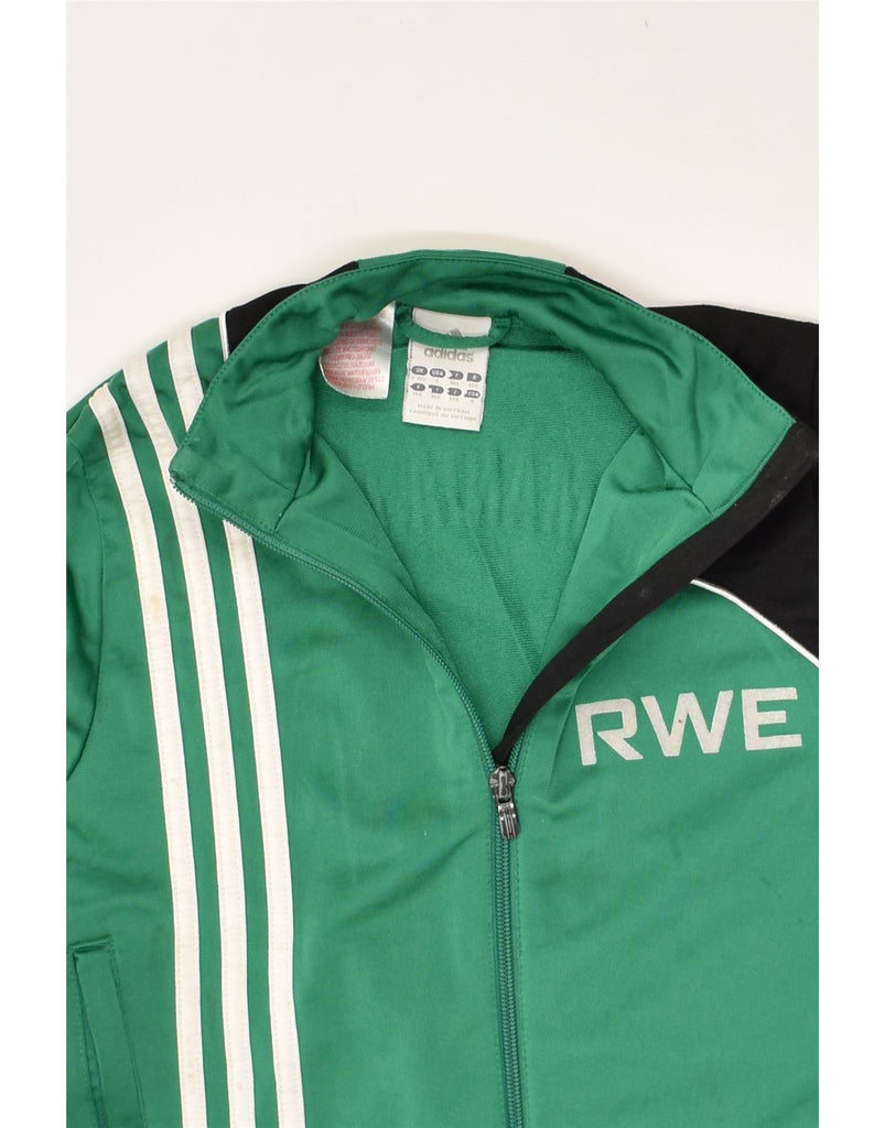 ADIDAS Boys Graphic Tracksuit Top Jacket 9-10 Years Green Colourblock | Vintage Adidas | Thrift | Second-Hand Adidas | Used Clothing | Messina Hembry 