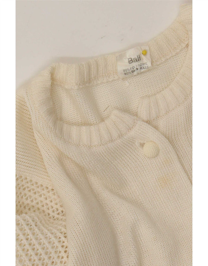 Vintage Womens Cardigan Sweater IT 46 Large Off White Polyacrylic