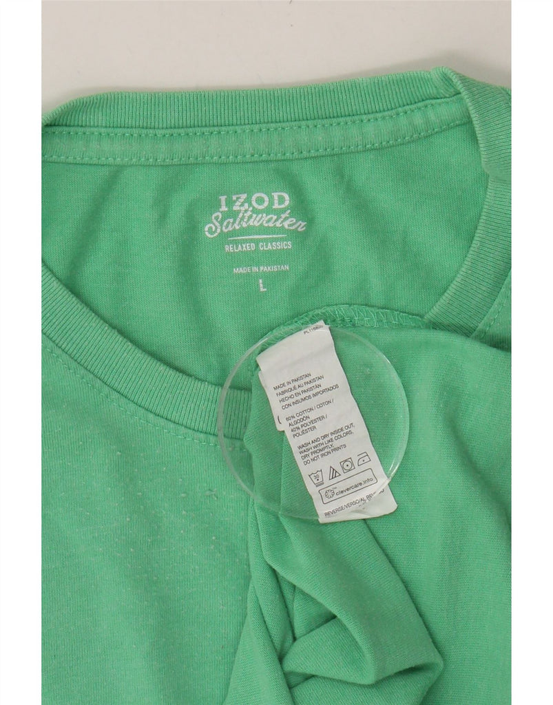 IZOD Mens Salt Water Graphic T-Shirt Top Large Green Cotton Vintage Izod and Second-Hand Izod from Messina Hembry 