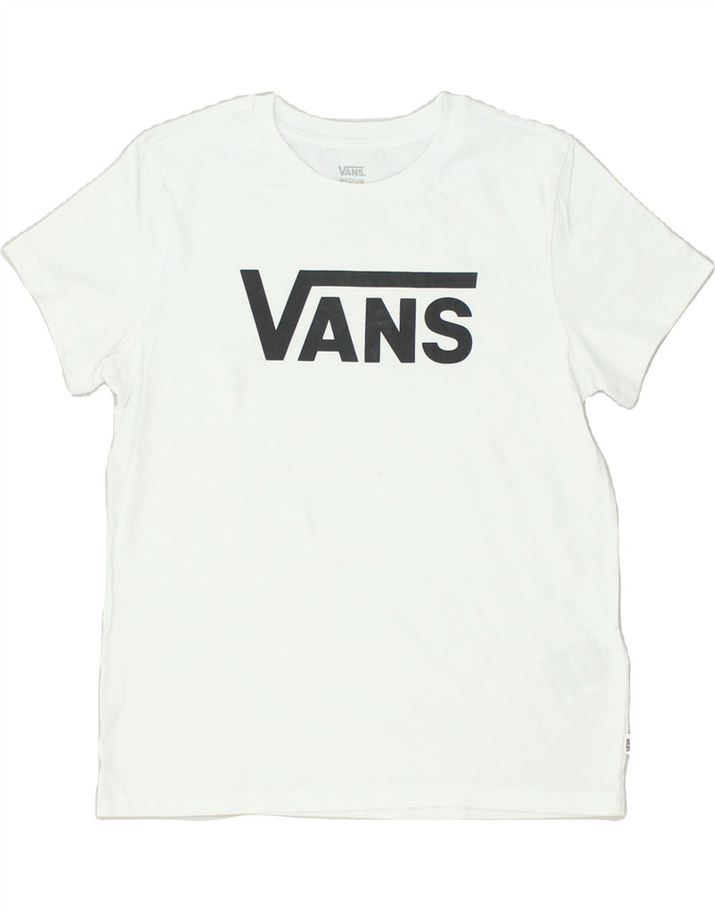 VANS Womens Graphic T-Shirt Top UK 14 Medium White Cotton | Vintage Vans | Thrift | Second-Hand Vans | Used Clothing | Messina Hembry 