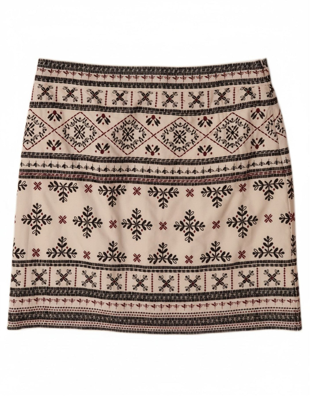 WHITE STUFF Womens Mini Skirt UK 10 Small W32  Off White Fair Isle Cotton